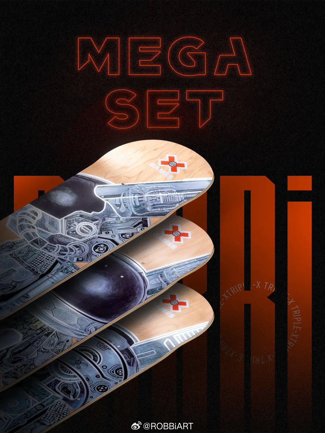 Robbi games china triple x skateboard (mega set) product image 1